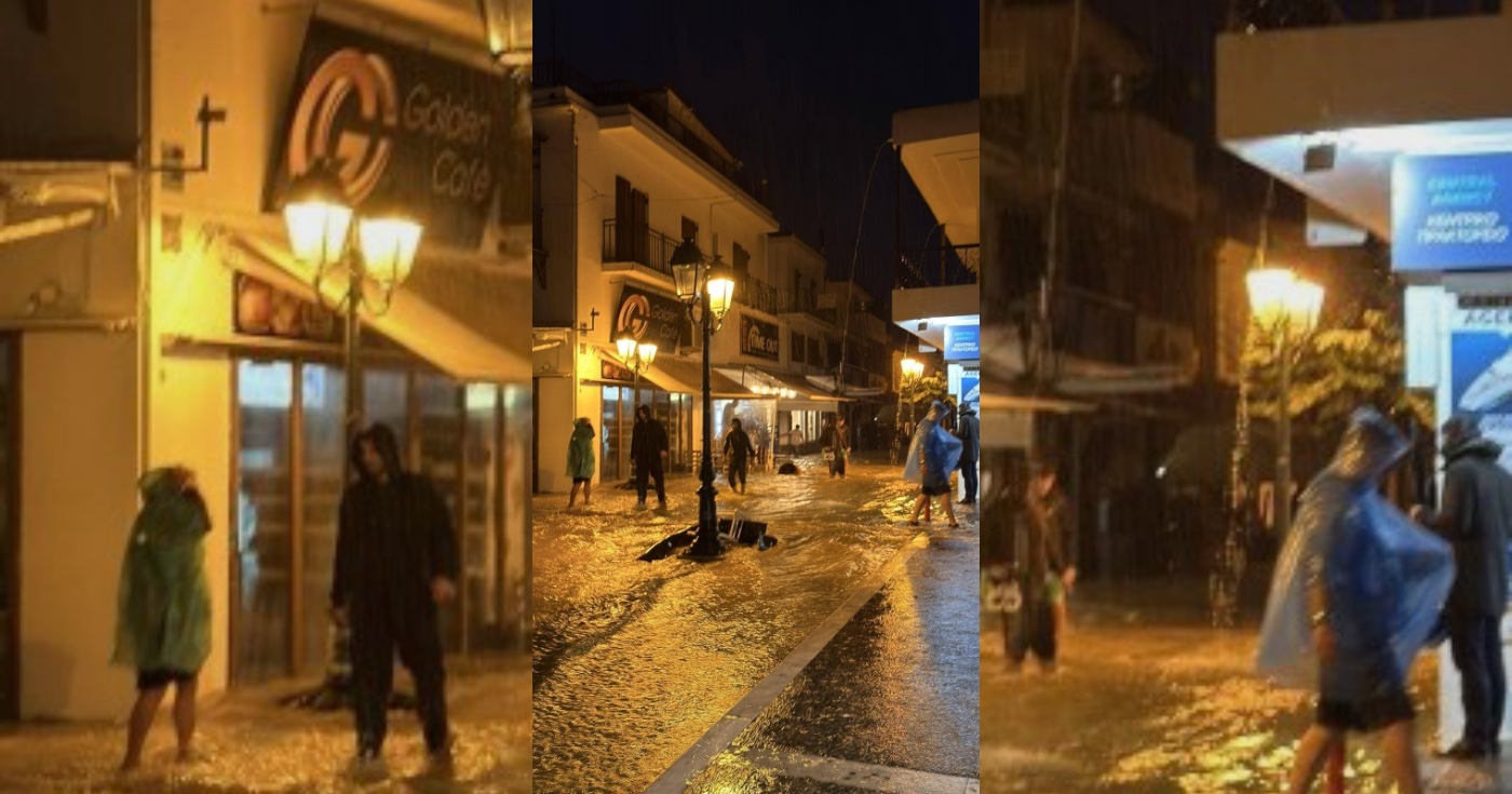 Σκιάθος: Δέκα μήνες μετά τις διαβεβαιώσεις για αντιπλημμυρική προστασία, οι δρόμοι ξανά γεμίζουν νερά