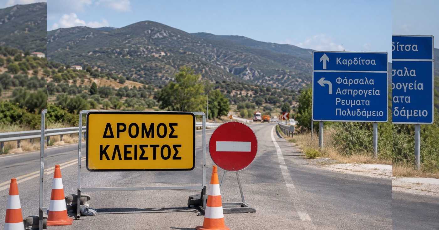 Κλείνει για μία εβδομάδα τμήμα της Καρδίτσα–Βόλος – Πού θα γίνεται η εκτροπή