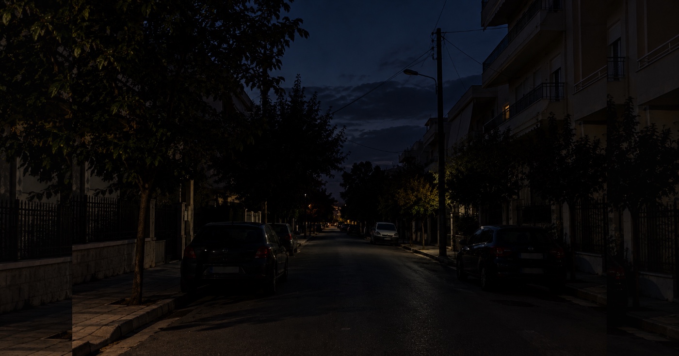 Άλλαξε η ώρα, αλλά όχι ο προγραμματισμός στα φώτα: Στο σκοτάδι δρόμοι του Βόλου