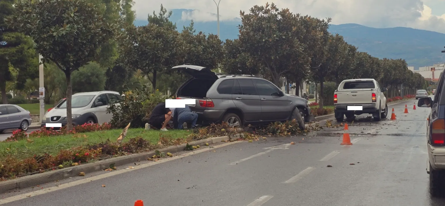 Αυτοκίνητο έπεσε πάνω σε δέντρο-μανόλια της διαχωριστικής νησίδας μπροστά στο Δημαρχείο Βόλου
