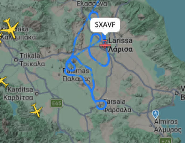 Πτήση αντιχαλαζικής προστασίας πάνω από τον κάμπο - ισχυροί άνεμοι στην Καρδίτσα(ΦΩΤΟ)